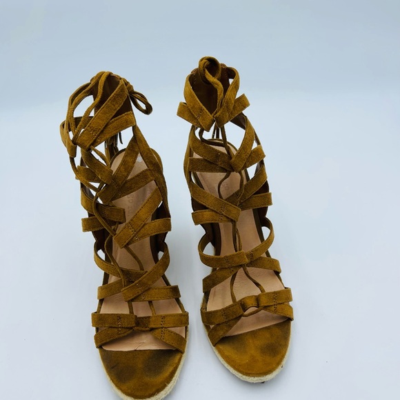 Indigo Rd Medium Brown Multi Strap Tassel Haylei Wedge - Picture 2 of 7